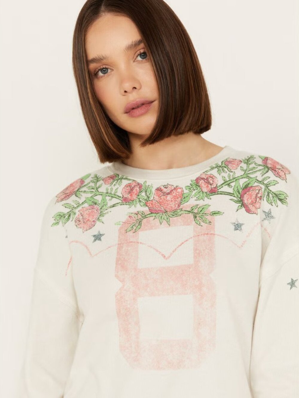 NWT Free People We The Free Homestead Tee Rose Western Varsity Cottage Graphic S